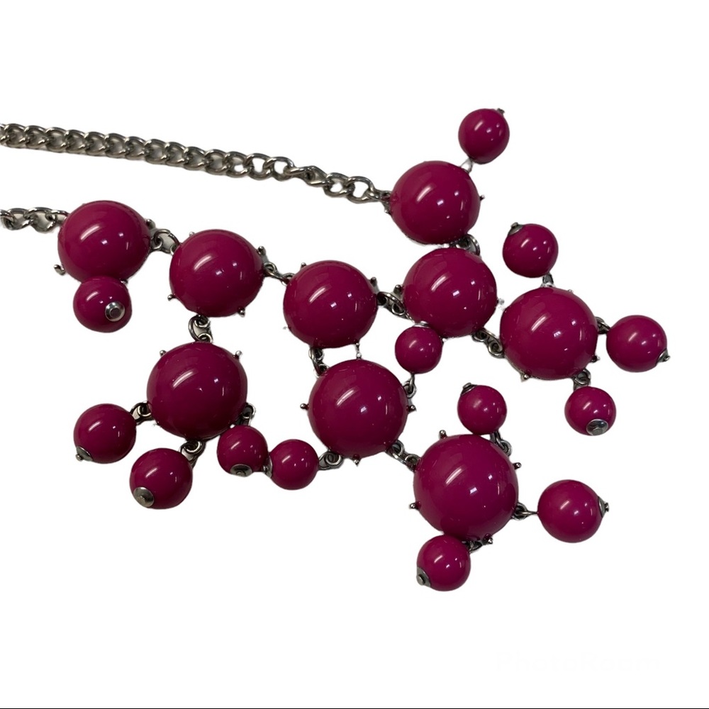 Bold Statement Bauble Necklace Raspberry Pink W/S… - image 7